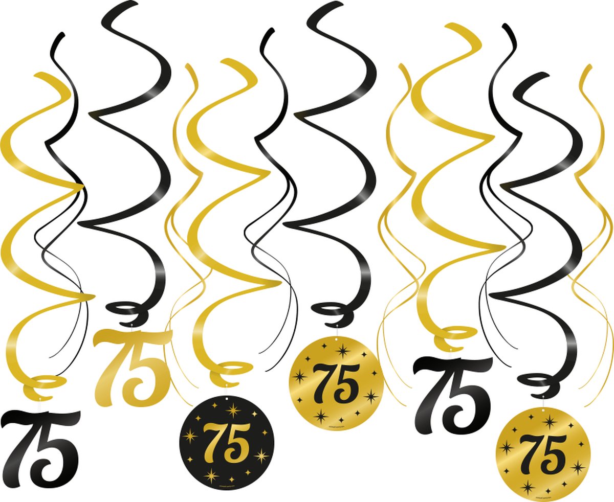 Swirls Classy 75 jaar zwart-goud