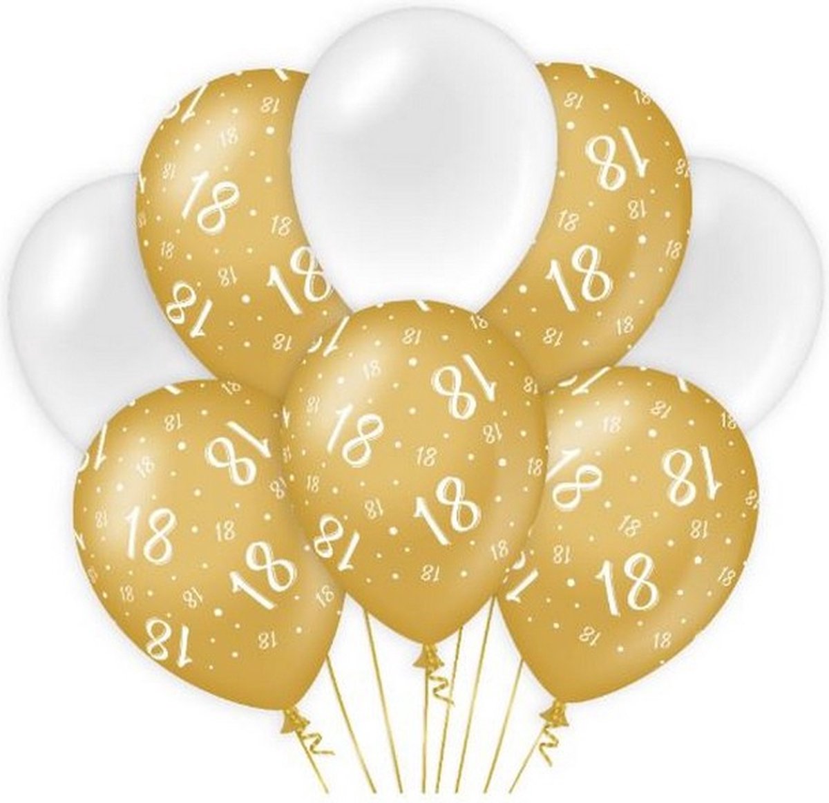 ballonnen 18 jaar meisjes latex goud/wit