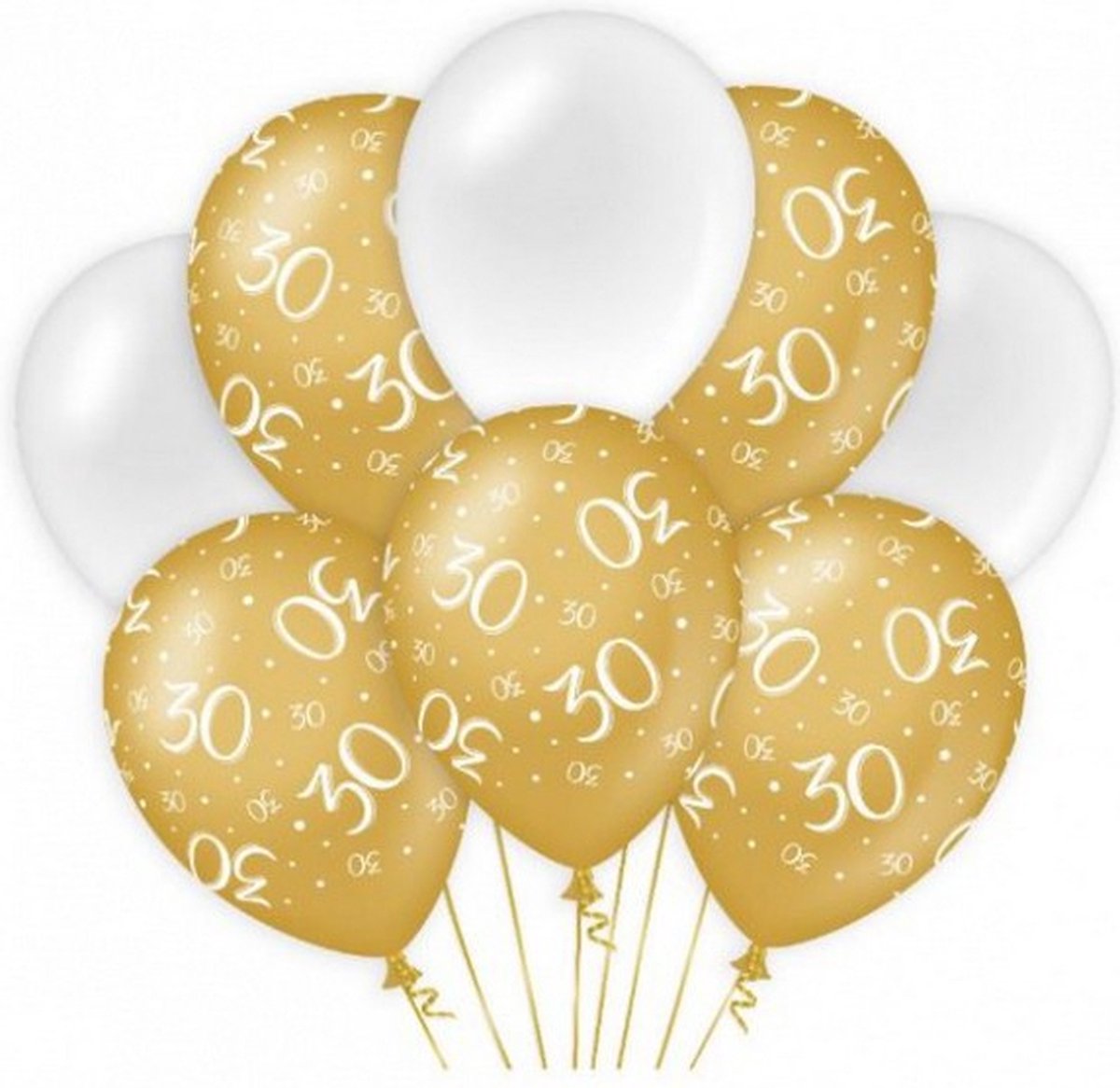 ballonnen 30 jaar dames latex goud/wit