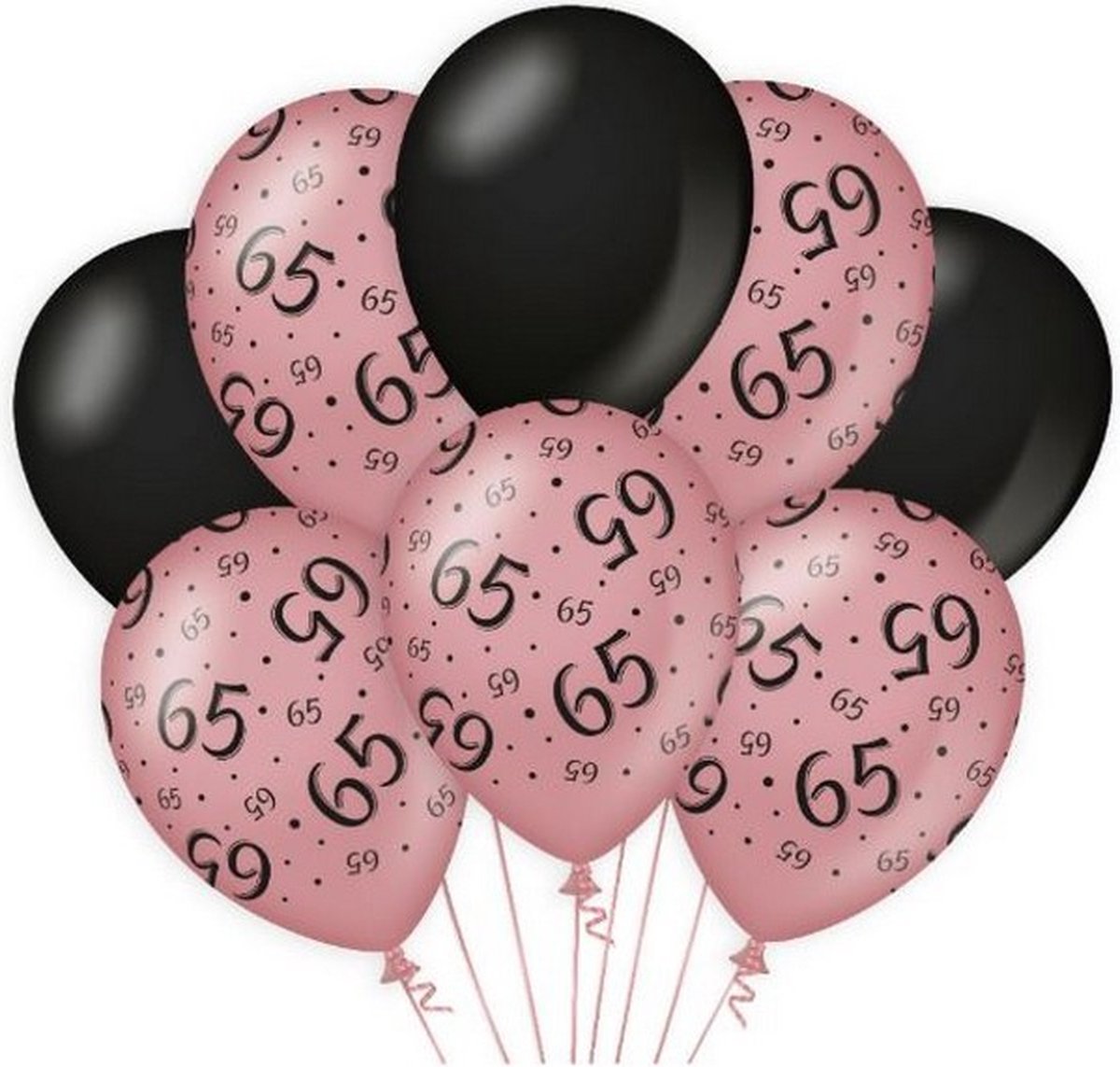 ballonnen 65 jaar dames latex roze/zwart