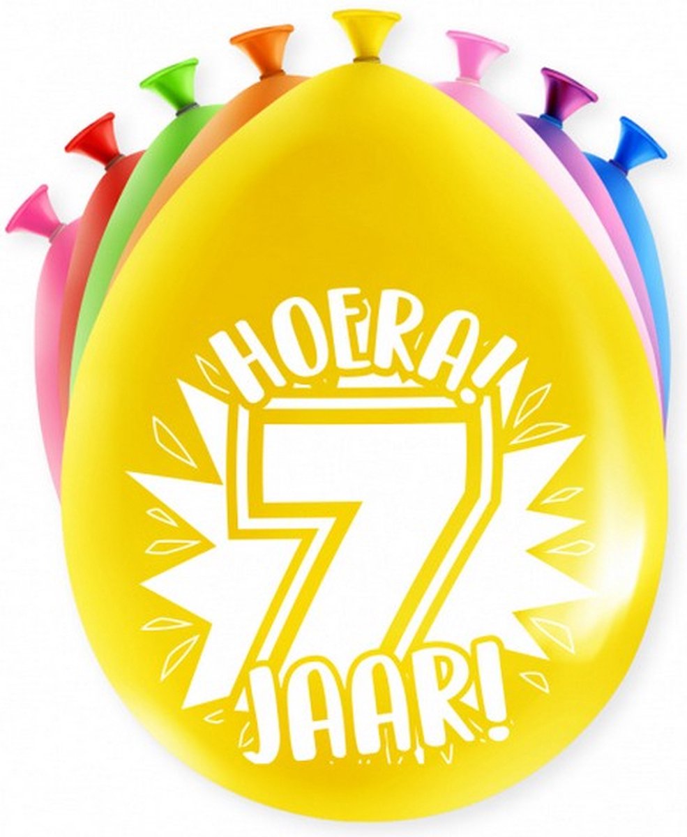 ballonnen Party 7 jaar 18,5 x 11 cm latex 8 stuks