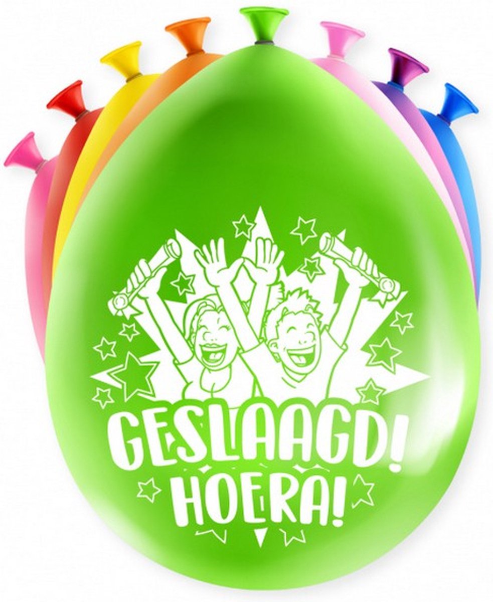 ballonnen Party geslaagd 18,5 cm latex 8 stuks