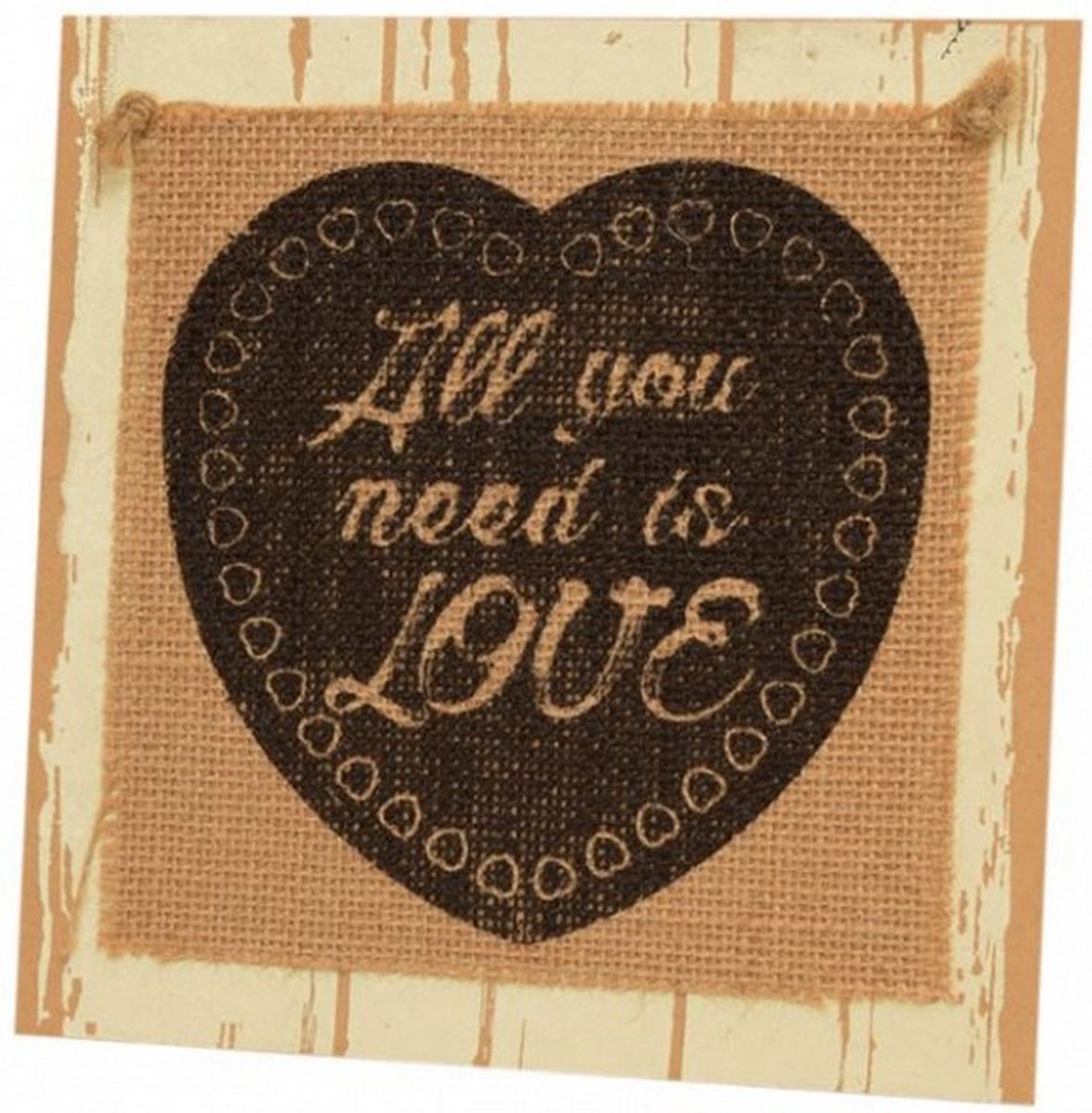 bordje All you need is love 20 cm hout naturel