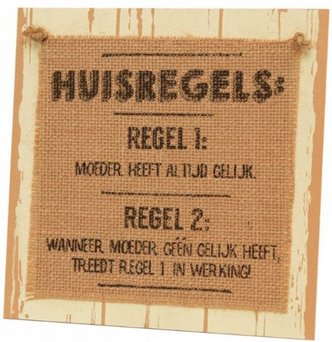 bordje huisregels 20 cm hout naturel