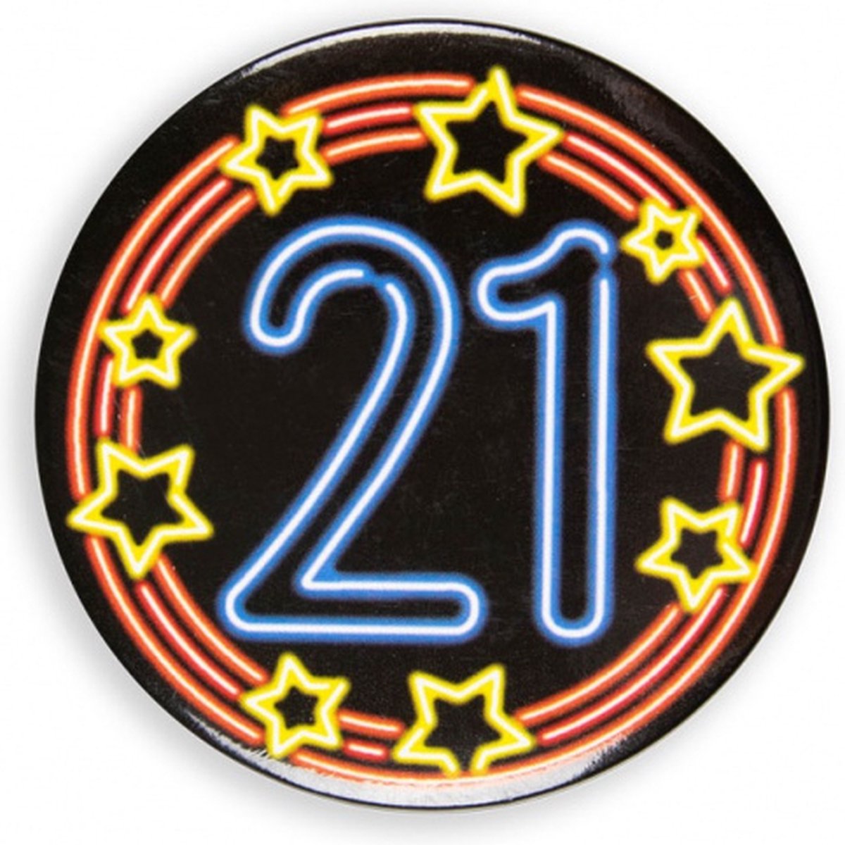 button 21 neon 5,5 cm zwart