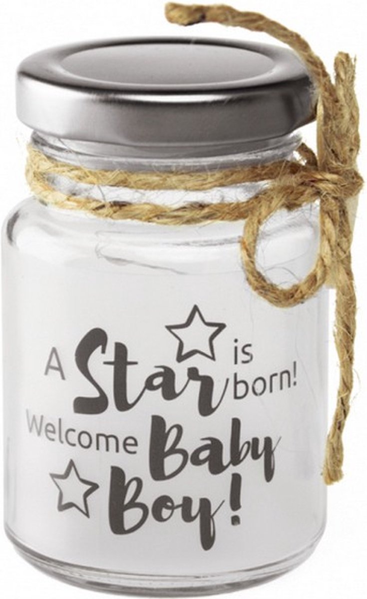 decoratielicht Little Star baby boy 5 x 8,5 cm glas