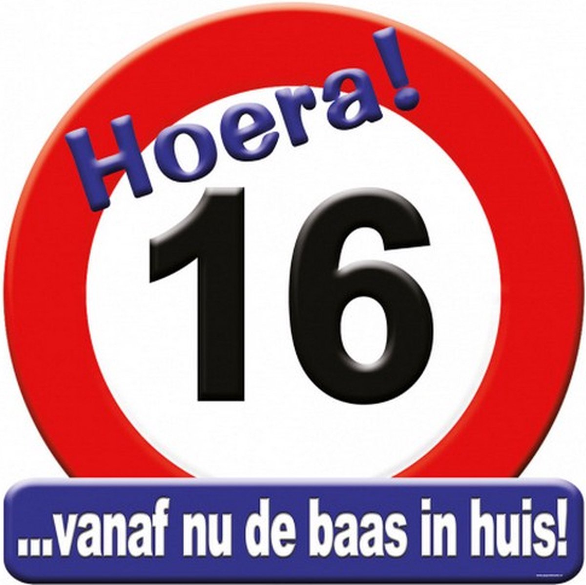 huldeschild 16 jaar karton 50 x 50 rood/wit