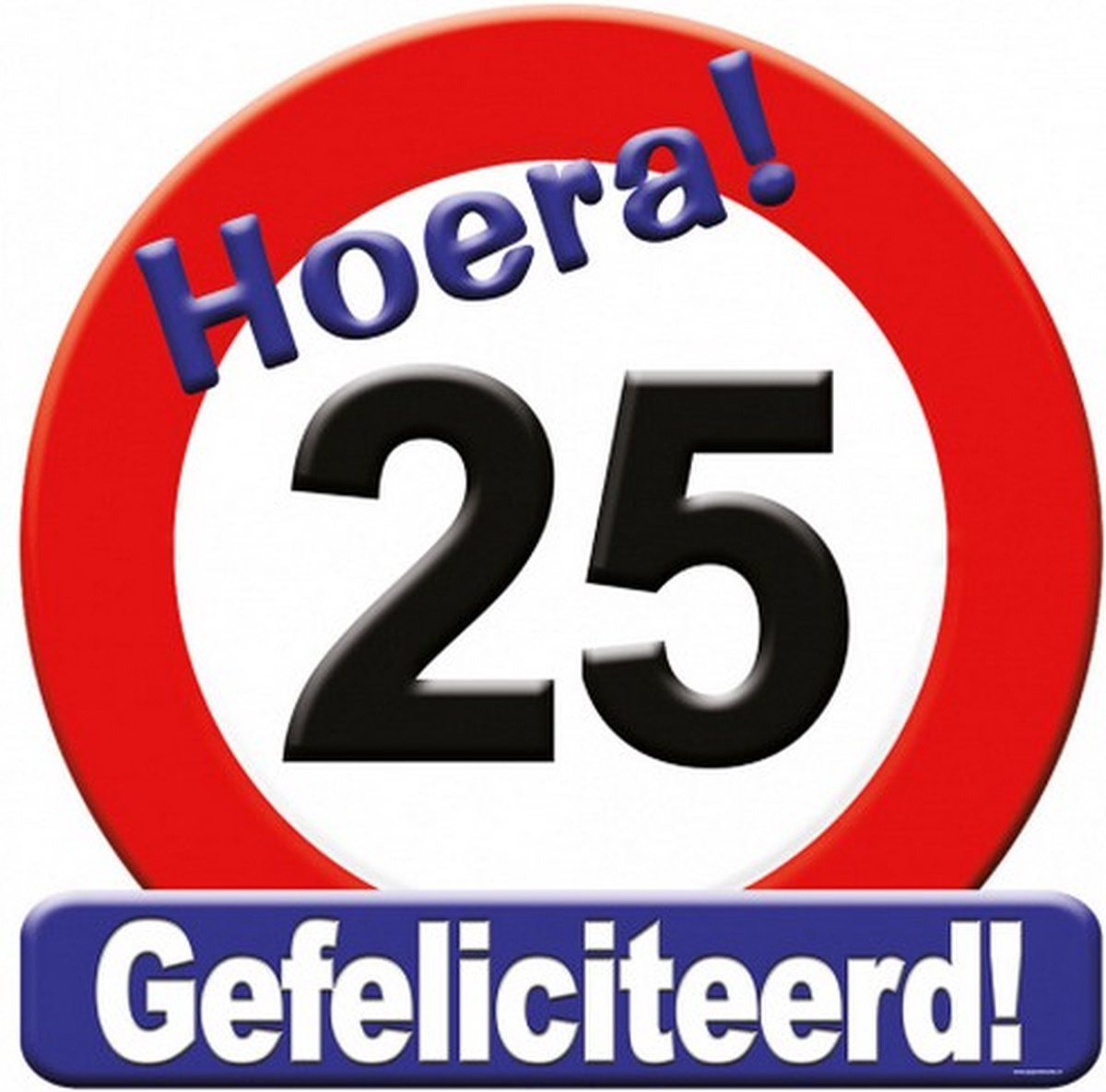 huldeschild 25 jaar karton 50 x 50 rood/wit