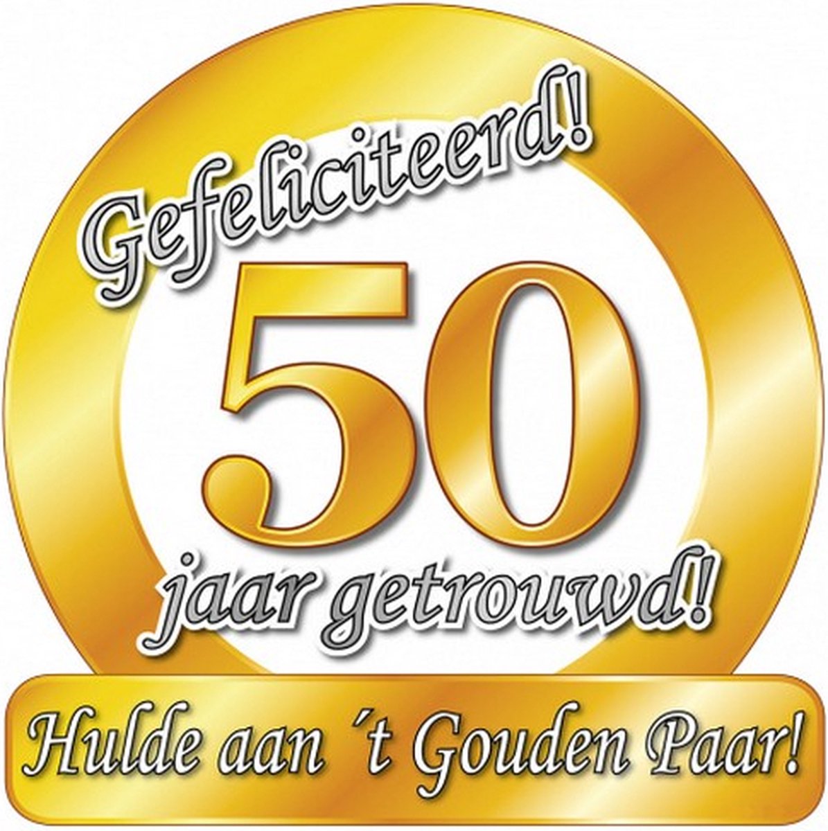 huldeschild 50 jaar getrouwd 50 cm karton goud