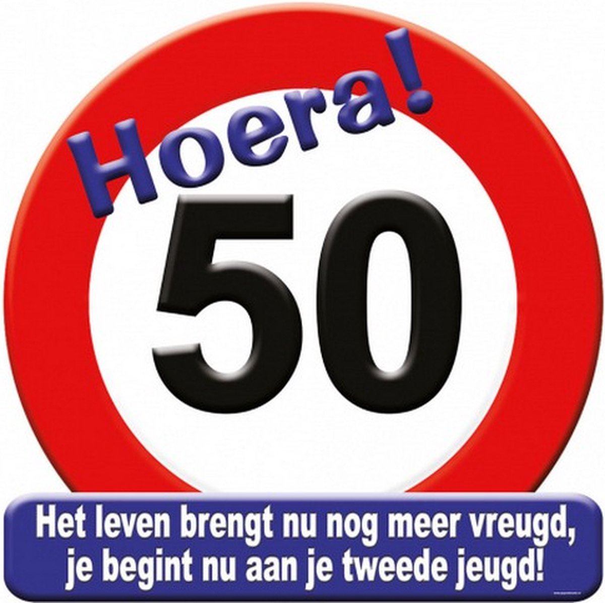 huldeschild 50 jaar karton 50 x 50 rood/wit