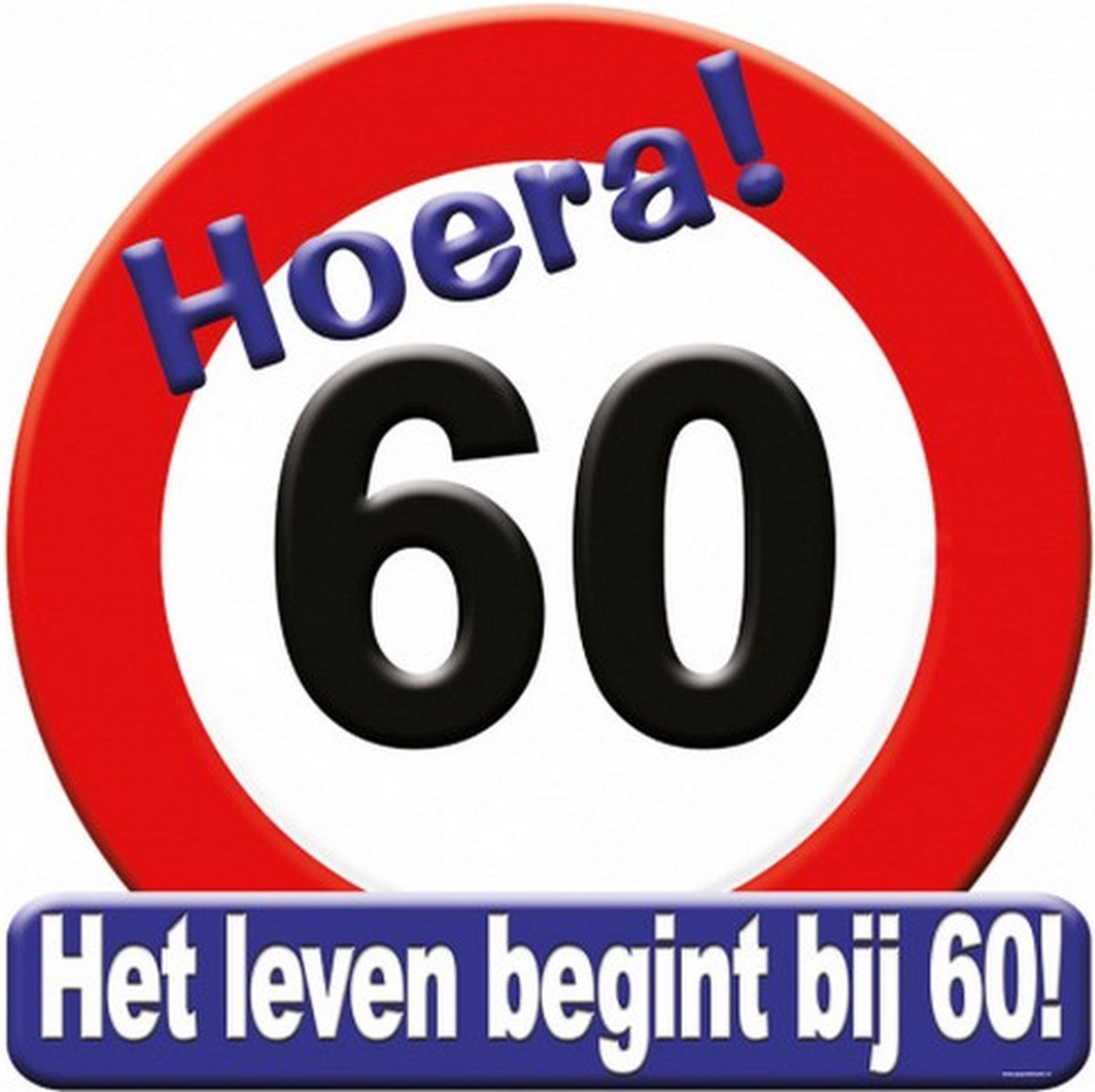 huldeschild 60 jaar karton 50 x 50 rood/wit