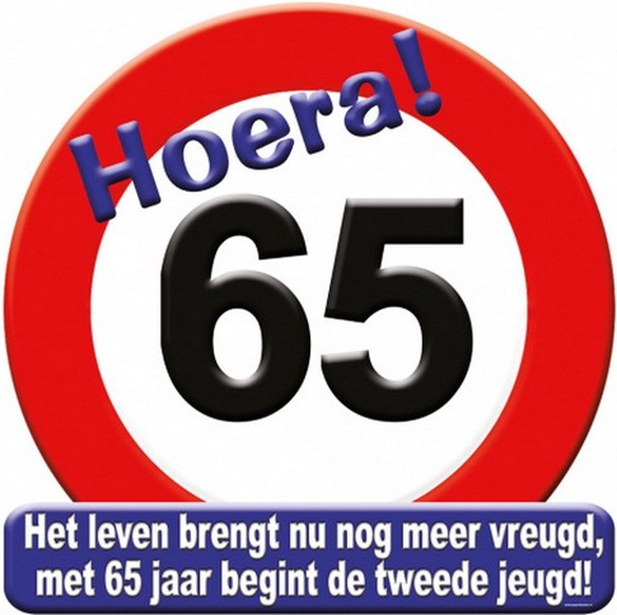 huldeschild 65 jaar karton 50 x 50 rood/wit