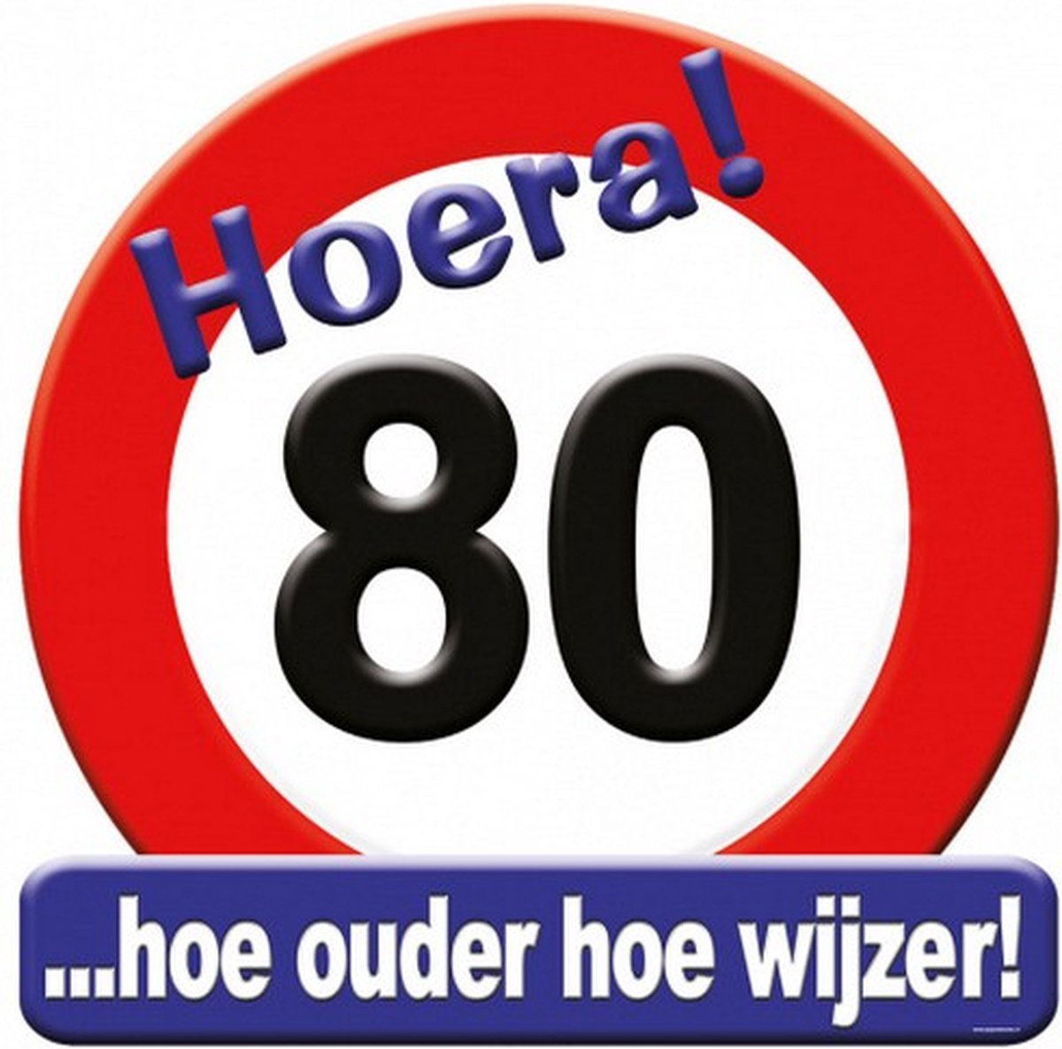 huldeschild 80 jaar karton 50 x 50 rood/wit