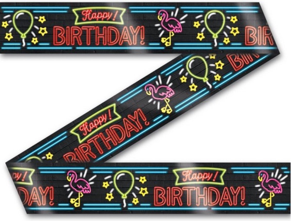 markeerlint Happy Birthday zwart 12 meter