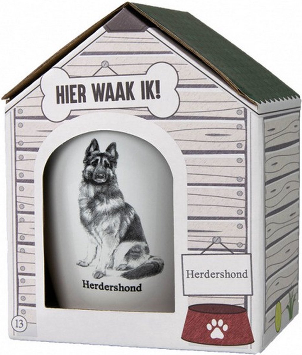 mok Dog Herdershond 300ml keramiek wit