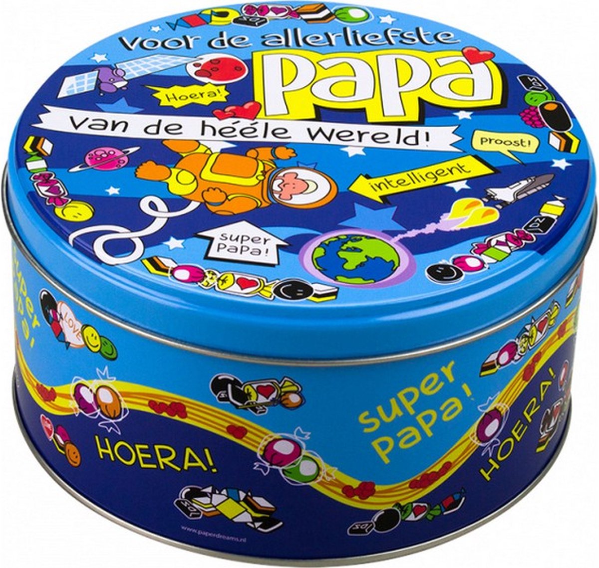 snoeptrommel papa 14 x 7,5 cm ijzer blauw