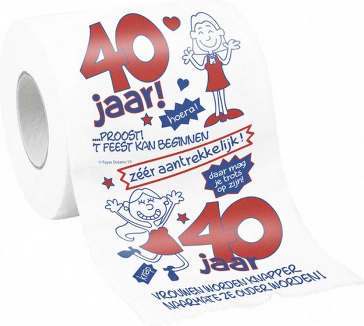 toiletpapier 40 jaar dames 10 x 9 cm papier wit