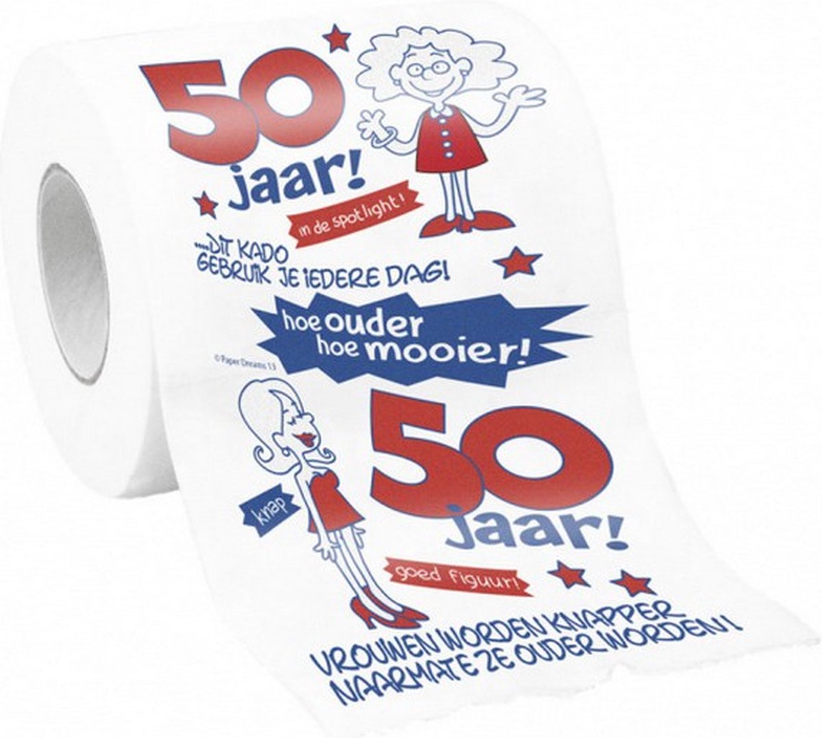 toiletpapier 50 jaar dames 10 x 9 cm papier wit