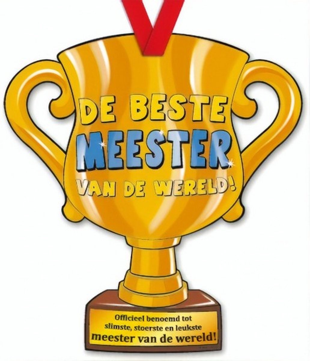 trofee Beste Meester van de wereld! 33 cm karton goud