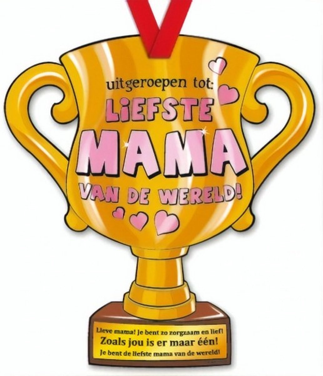 trofee Liefste Mama van de wereld! 33 cm karton goud