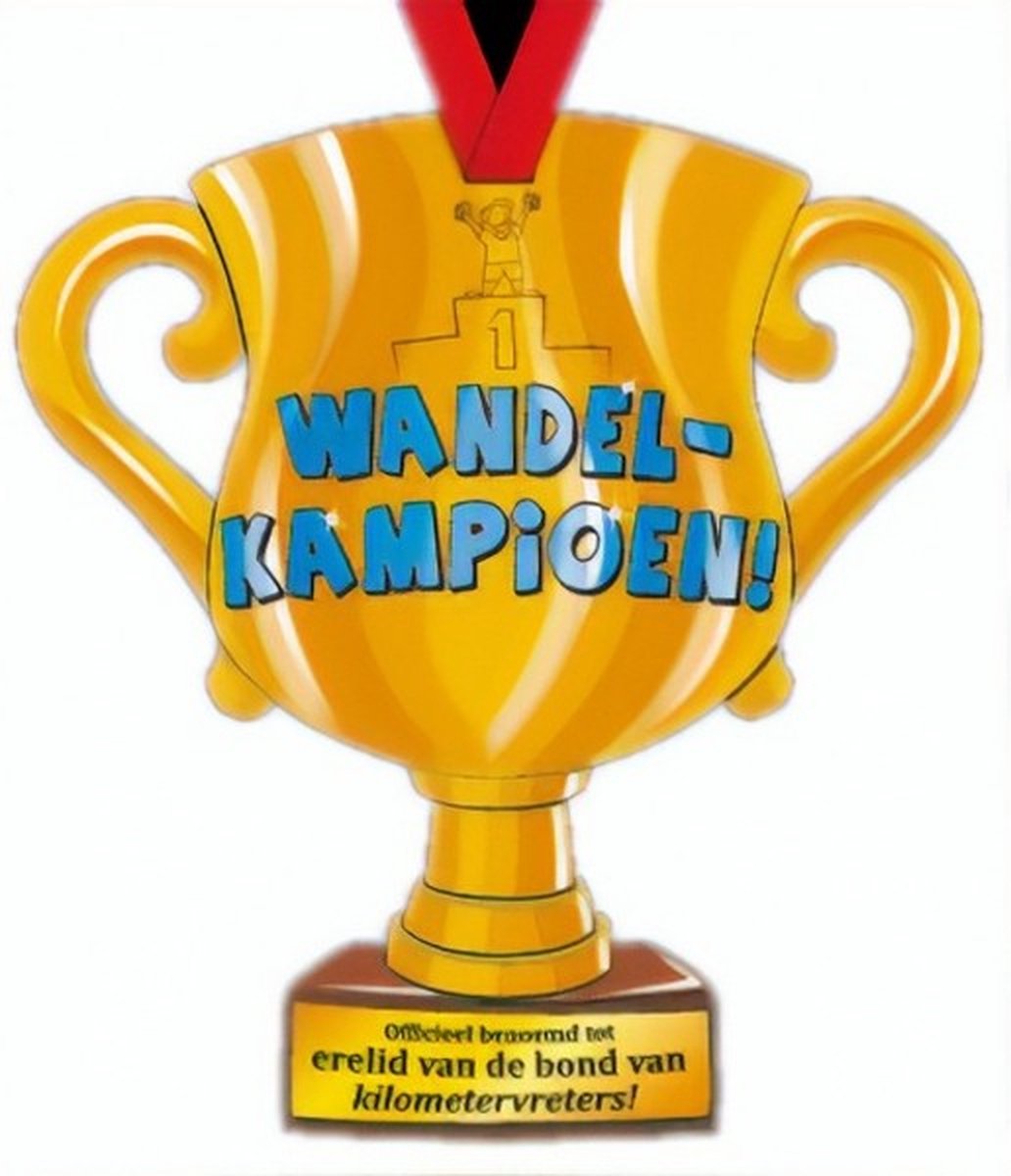 trofee Wandelkampioen 33 cm karton goud