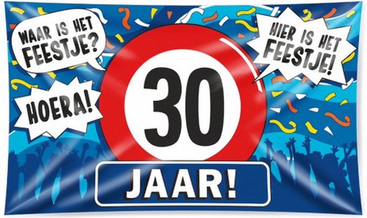 vlag 30 jaar 150 x 90 cm blauw