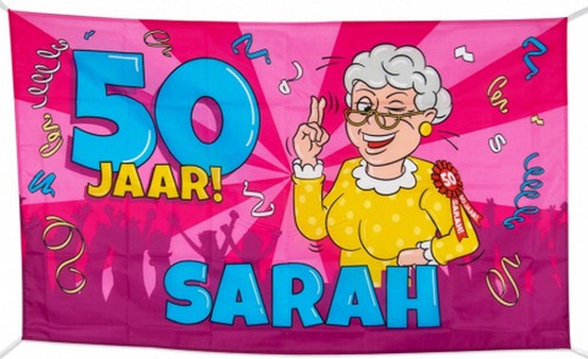 vlag sarah 150 x 90 cm roze