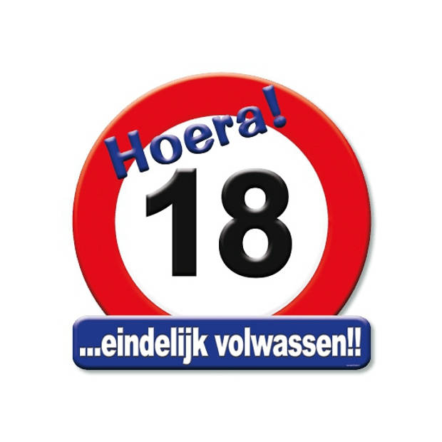 18 jaar verjaardag stopbord - Dia 50 cm - Leeftijd feestartikelen - Feestdecoratieborden