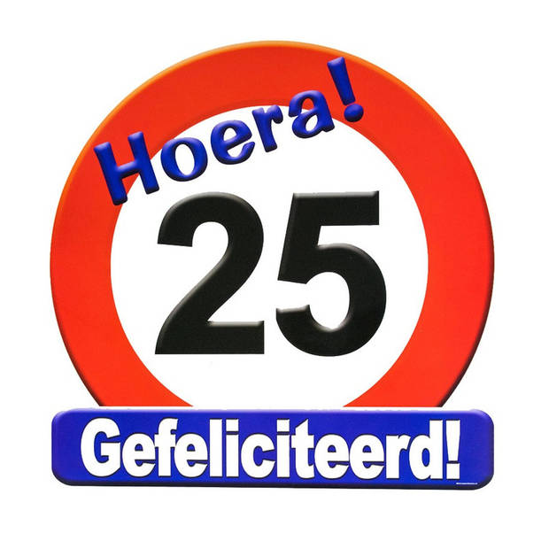 25 jaar verjaardag stopbord - Dia 50 cm - Leeftijd feestartikelen - Feestdecoratieborden