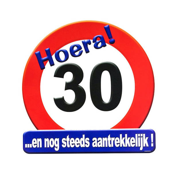 30 jaar verjaardag stopbord - Dia 50 cm - Leeftijd feestartikelen - Feestdecoratieborden