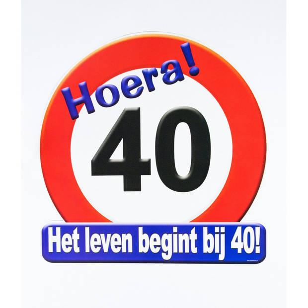 40 jaar verjaardag stopbord - Dia 50 cm - Leeftijd feestartikelen - Feestdecoratieborden