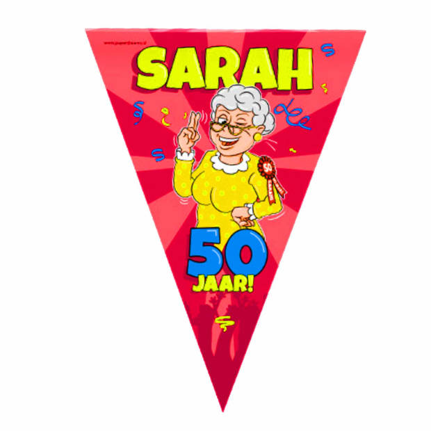 50 Sarah party vlaggenlijn - 10m - 50 jaar verjaardag feestartikelen - Vlaggenlijnen