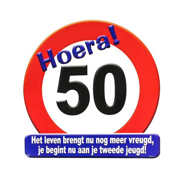 50 jaar verjaardag stopbord - Dia 50 cm - Leeftijd feestartikelen - Feestdecoratieborden