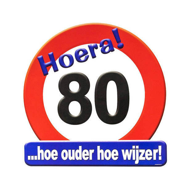 80 jaar verjaardag stopbord - Dia 50 cm - Leeftijd feestartikelen - Feestdecoratieborden