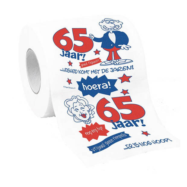 Cadeau toiletpapier/wc-papier 65 jaar - 65e verjaardag - cadeau - Fopartikelen