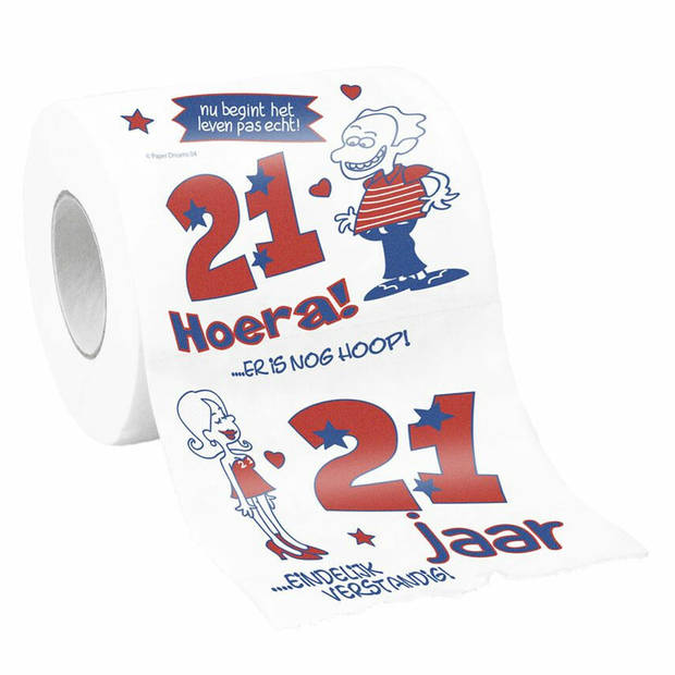 Cadeau toiletpapier/wc-papier rol 21 jaar - 21e verjaardag - cadeau - Fopartikelen