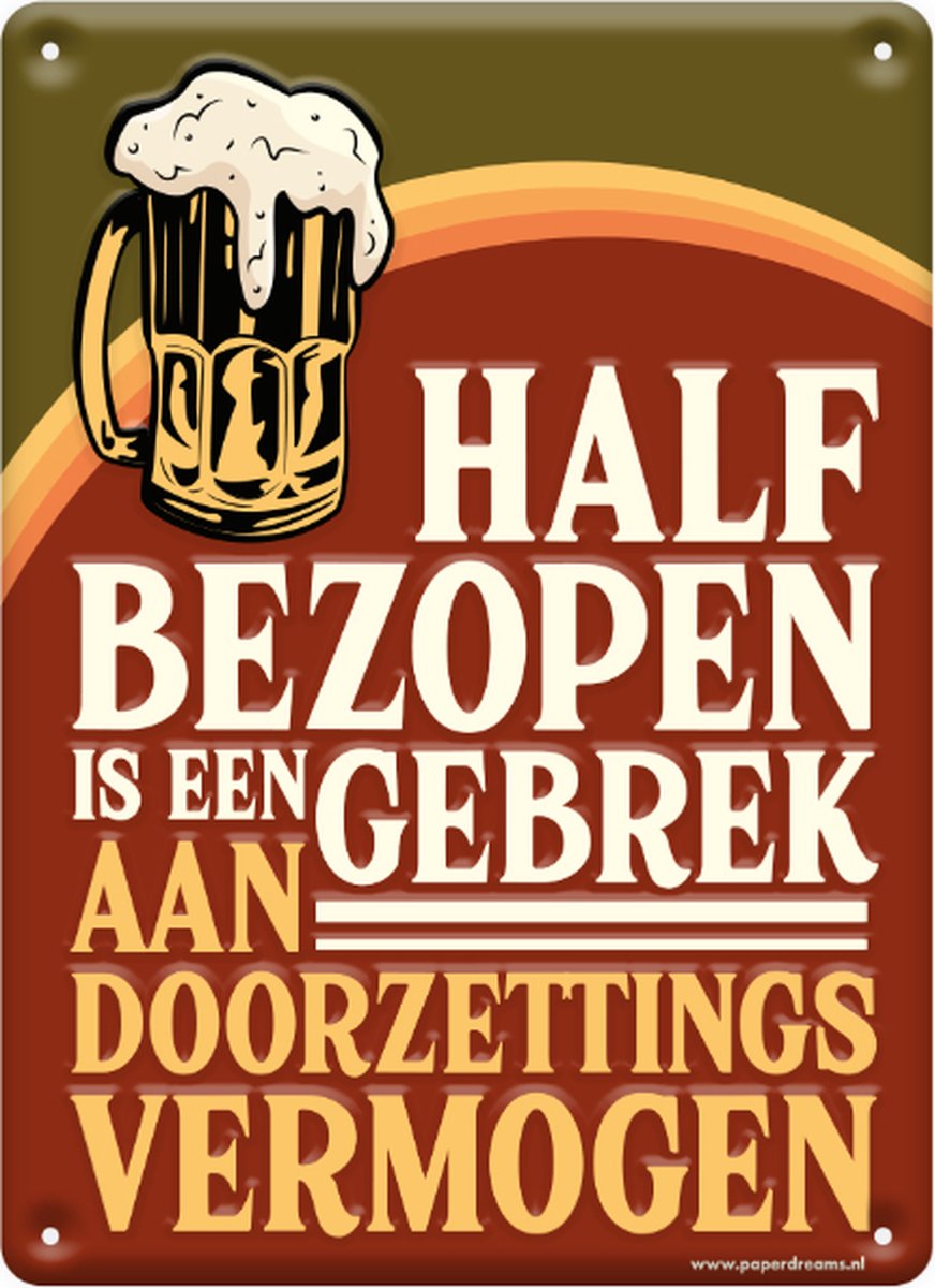 Metal sign - Half bezopen