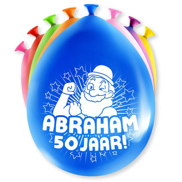 Paperdreams Ballonnen - Abraham/50 jaar feest - 8x stuks - diverse kleuren - 30 cm - Ballonnen