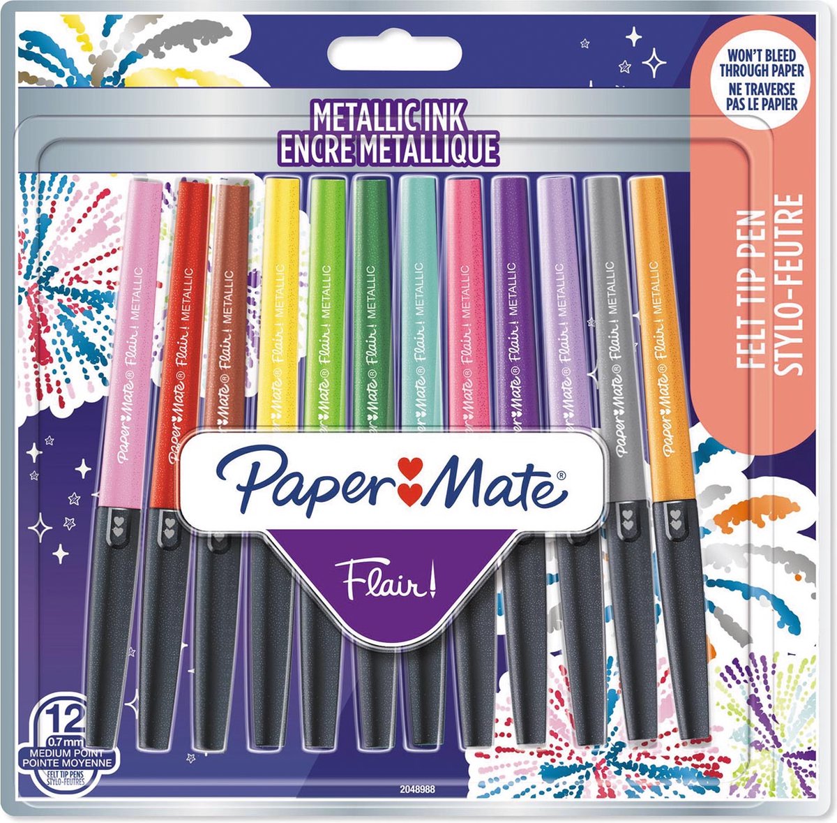 Fineliner paper mate flair metallic 12 stuks ass