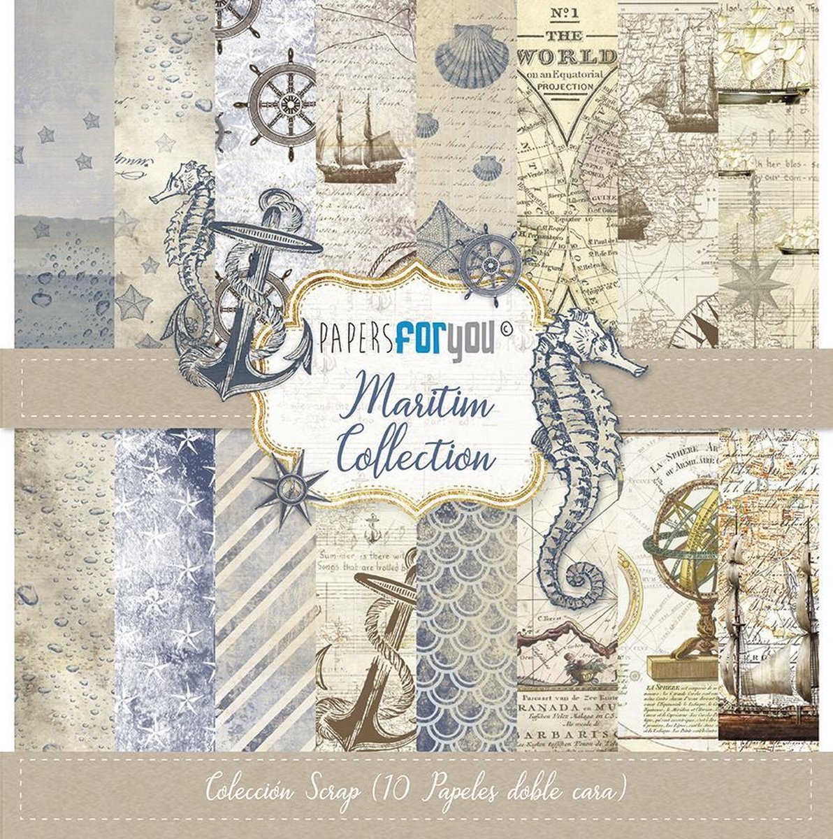 Maritim Scrap 12x12 Inch Paper Pack (10pcs) (PFY-070)