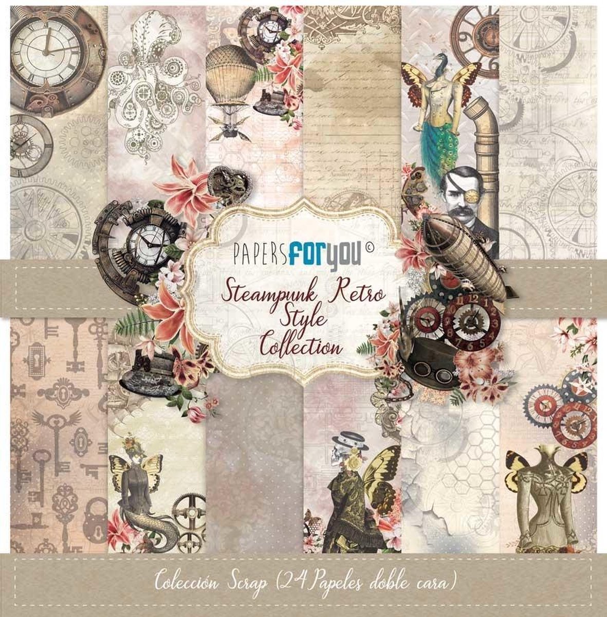 Steampunk Retro Style 6x6 Inch Paper Pack (24pcs) (PFY-3657)