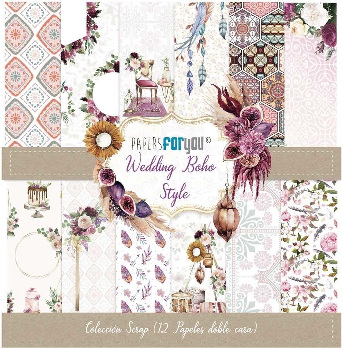 Wedding Boho 12x12 Inch Paper Pack (12pcs) (PFY-3159)