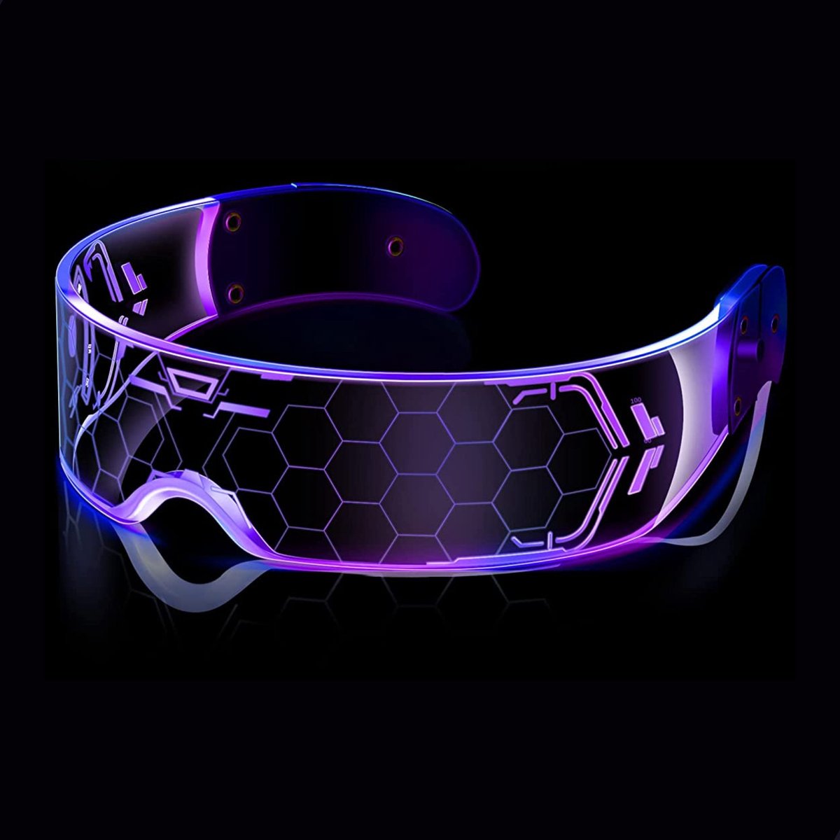 Partizzle Lichtgevende Festival Rave Bril - Snelle Space Planga - Freaky Techno Party Glasses - Heren & Dames - 7 LED Kleuren