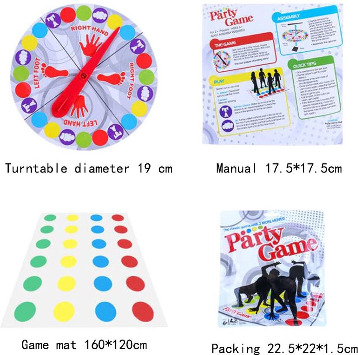 Party Game - Actiespel - Twister - Klassiek spel - Draaien - Lachen - Reisverpakking