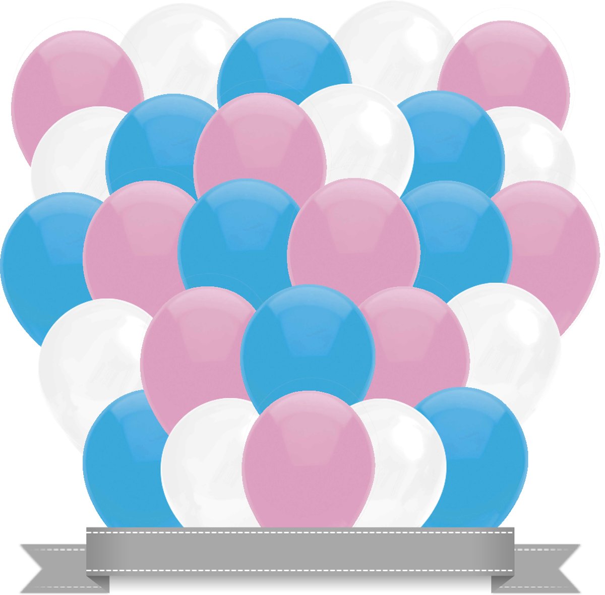 Ballonnen Baby Roze / Baby Blauw / Wit (30ST)