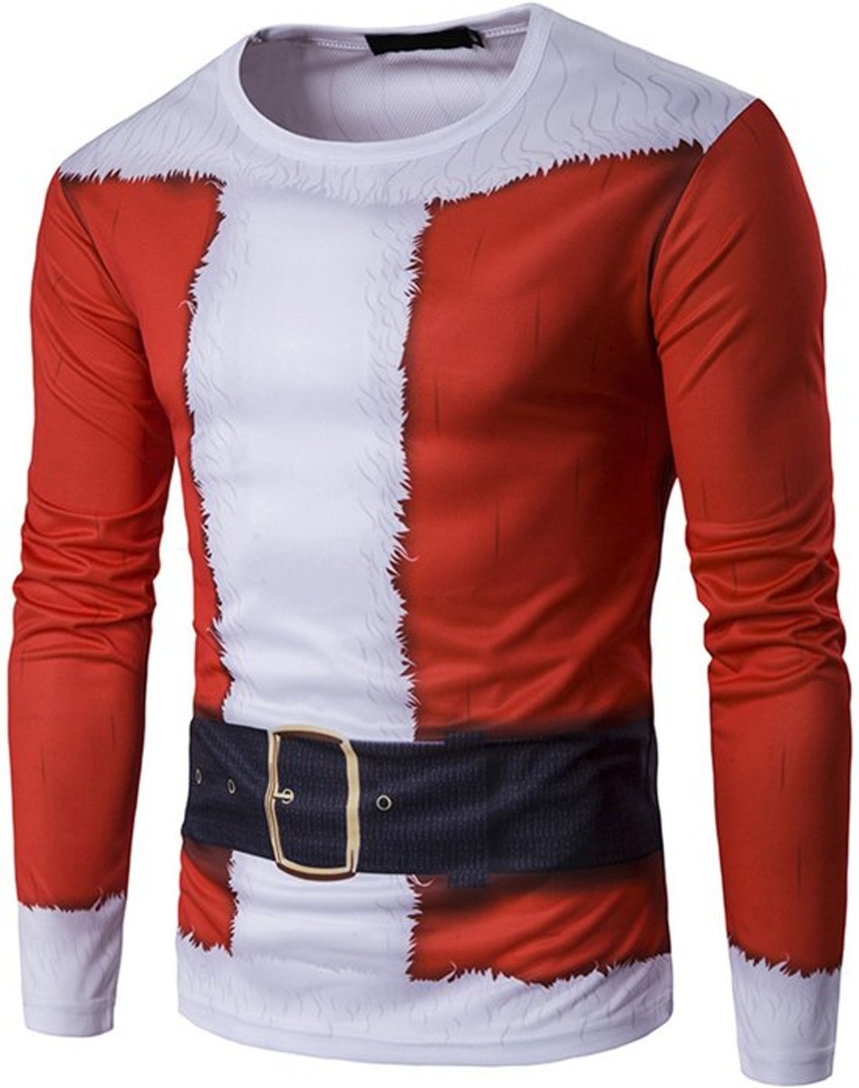 Kerstman Shirt met lange mouwen - T-shirt met 3D print van kerstmanpak - maat M