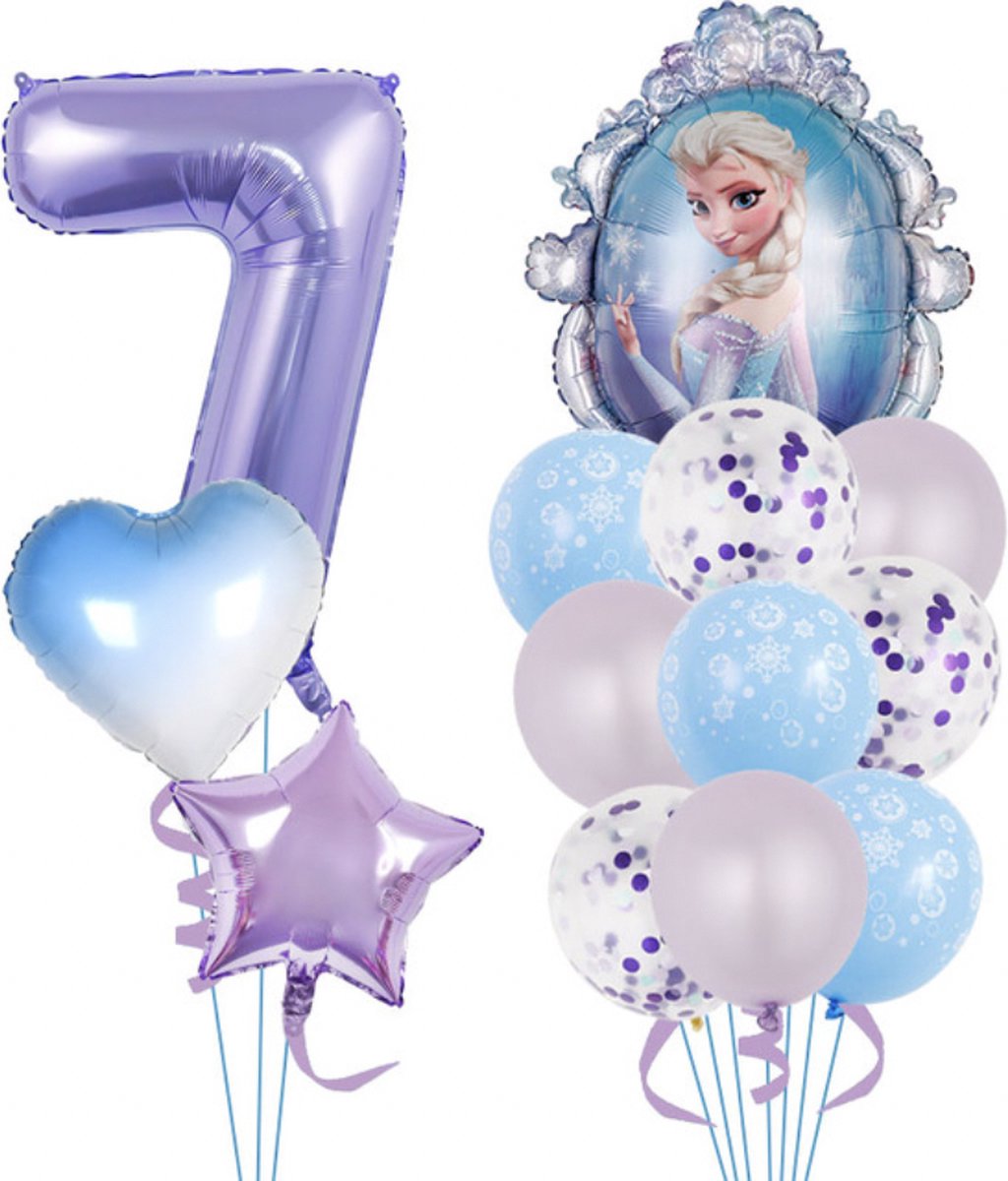 Ballonnen - Ballonnenset - Frozen - Latex Ballonnen - Verjaardag - Themafeest - Gekleurde ballonnen - Feest Decoratie - Party Decorations - Feestversiering - Cijferballonnen - Cijfer - 7 jaar