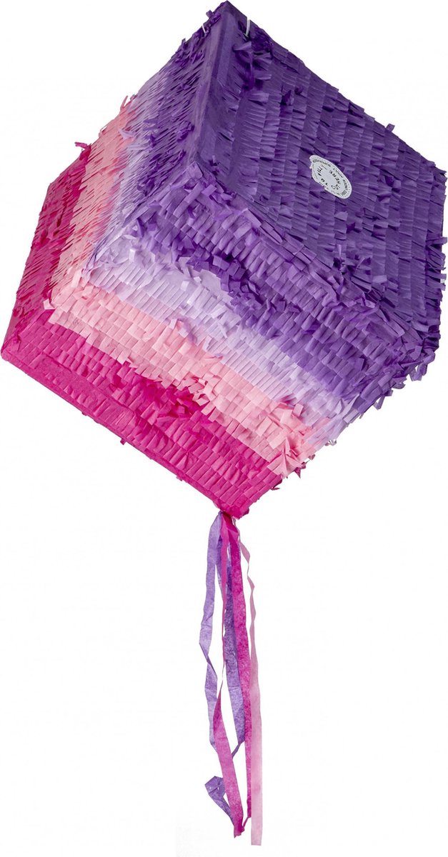 Party Stars Piñata Kubus Meisjes 28 Cm Papier Roze/paars