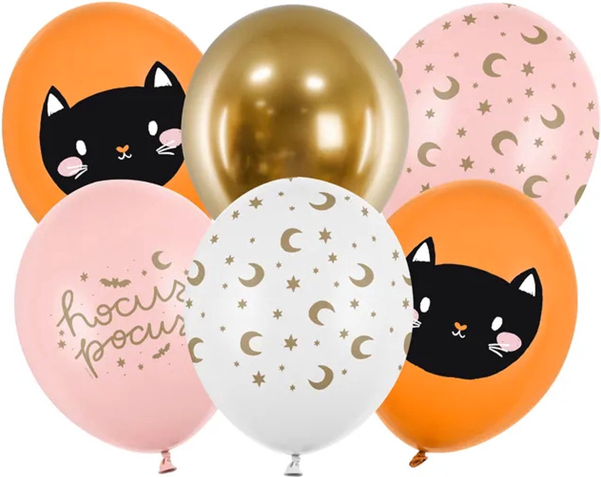 6 Ballonnen Halloween Cats - mix