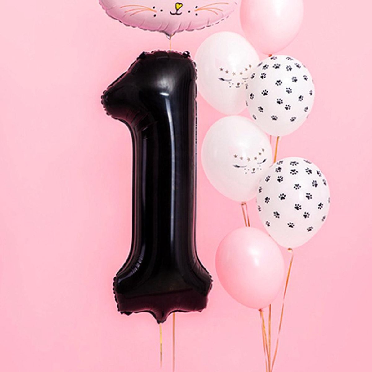 Ballon Cijfer 1 (86 cm) - Zwart xl - Party deco